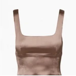 Wilfred Satin Bustier Top in Taupe